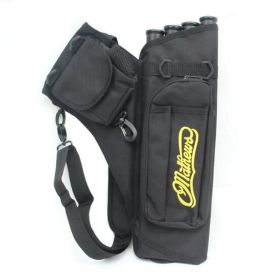 4 Tubes Arrow Quiver for Archery Hunting Arrows Holder Bag with Adjustable Strap black